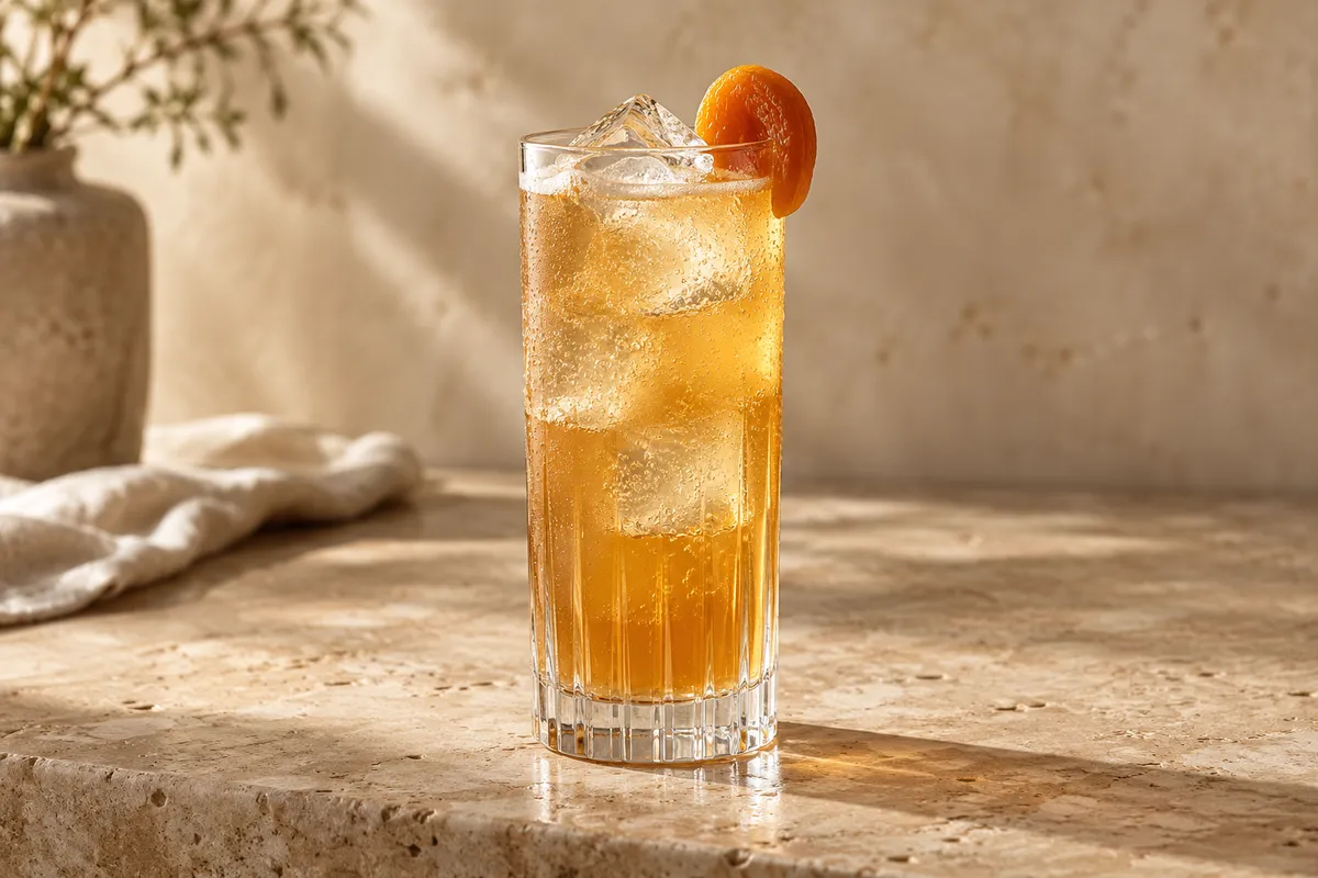 Apricot Bourbon Collins serving suggestion
