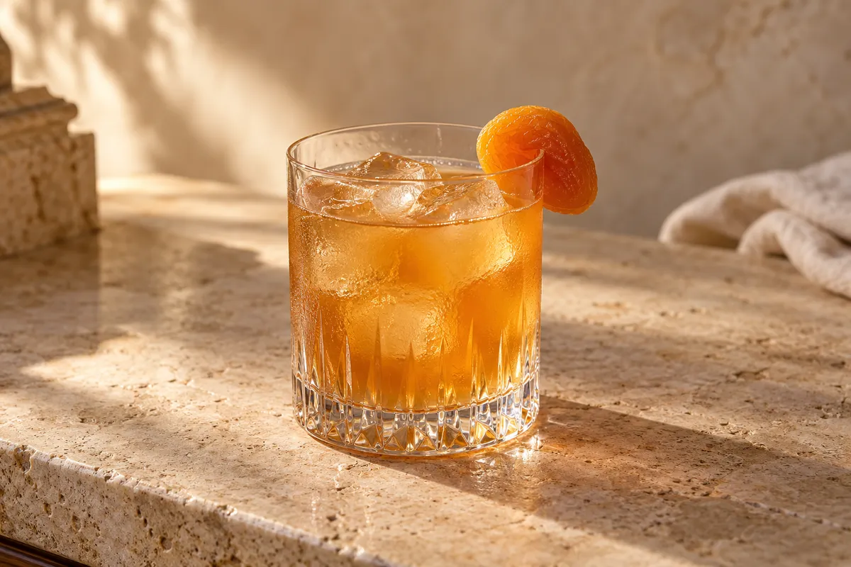 Apricot Bourbon Smash serving suggestion