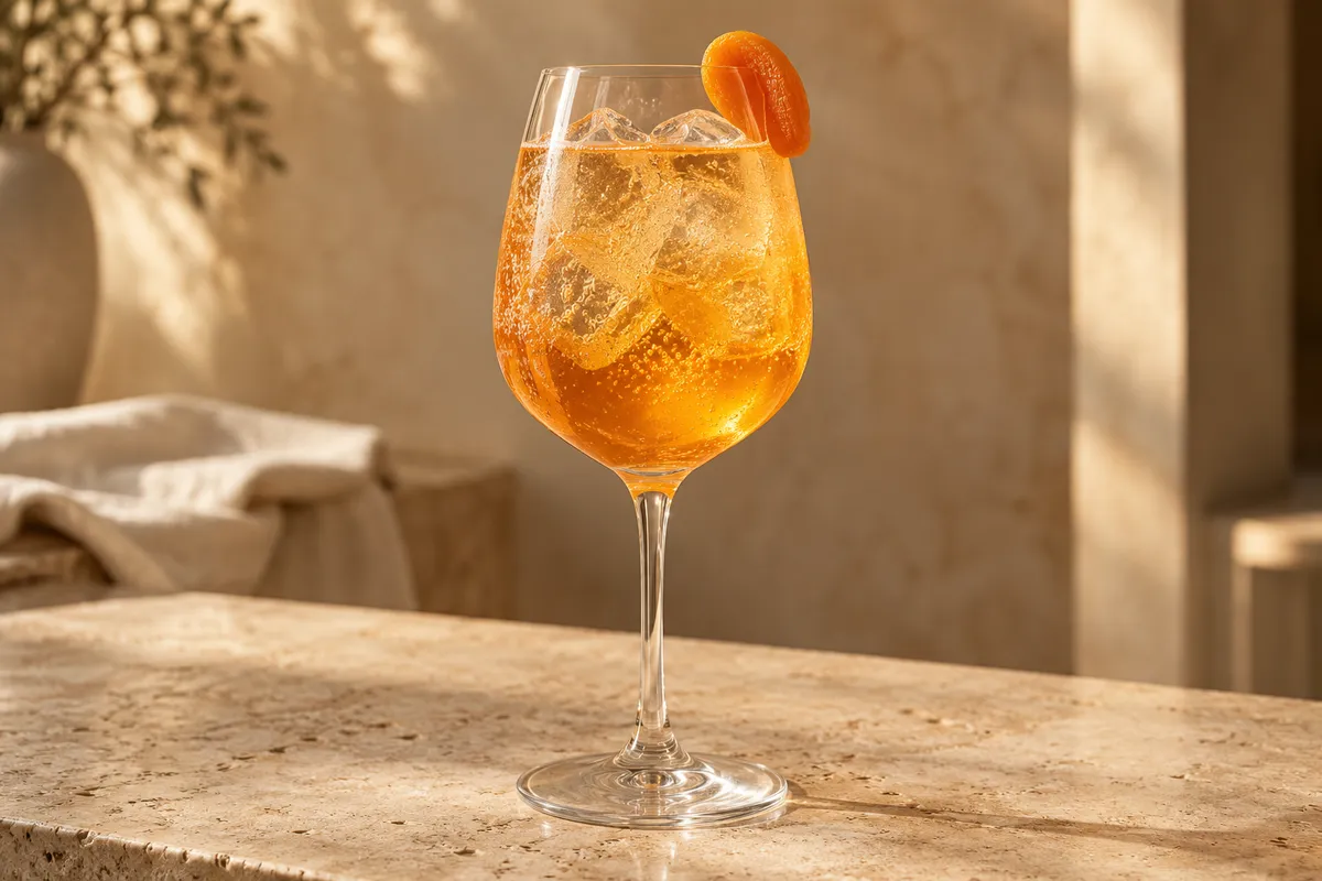 Apricot Bourbon Spritz serving suggestion