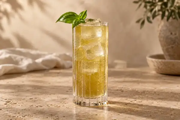 Basil Cognac Collins serving suggestion