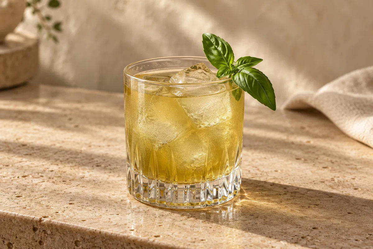 Basil Bourbon Smash serving suggestion