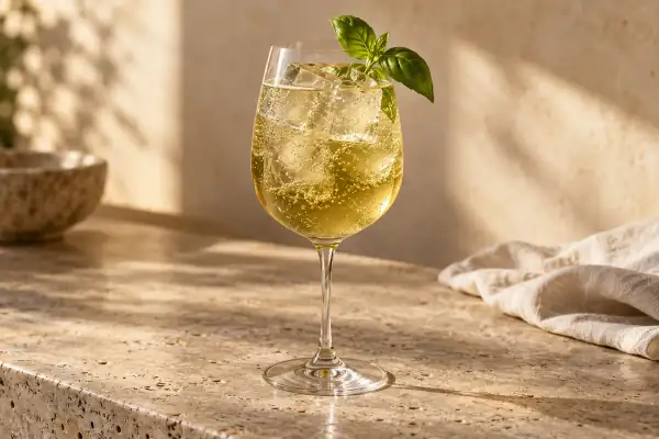 Basil Bourbon Spritz serving suggestion