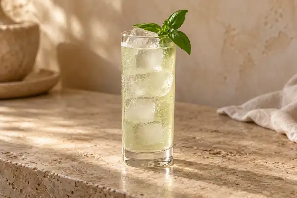 Basil Rum Collins serving suggestion