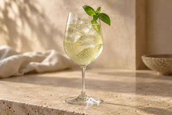 Basil Rum Spritz serving suggestion