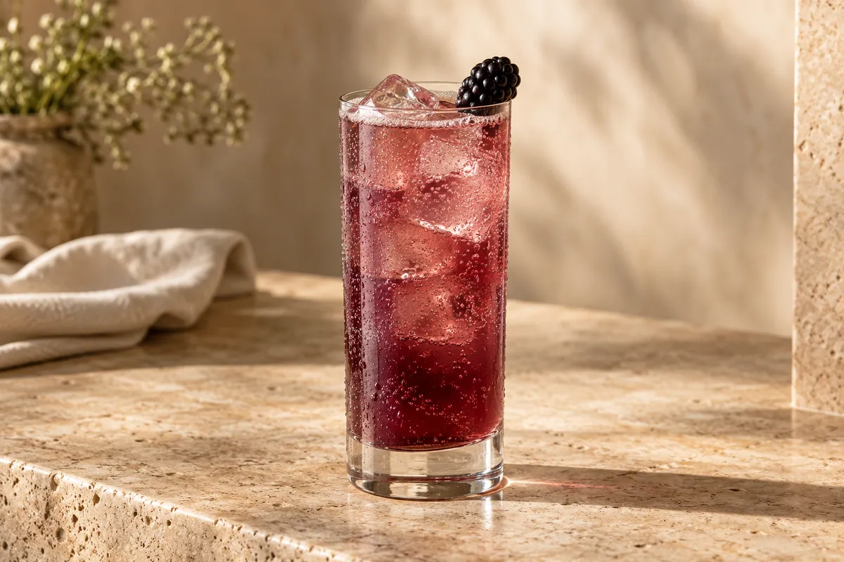 Blackberry Bourbon Collins serving suggestion