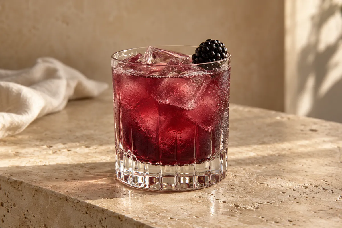 Blackberry Cognac Smash serving suggestion