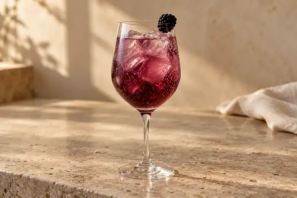 Blackberry Bourbon Spritz serving suggestion
