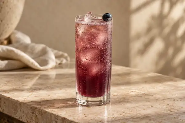 Blueberry Bourbon Buck serving suggestion