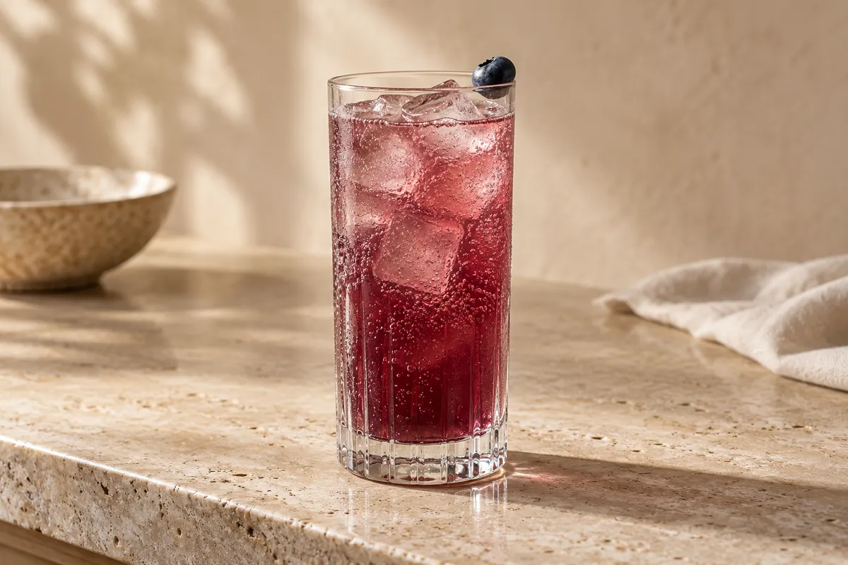 Blueberry Bourbon Collins serving suggestion