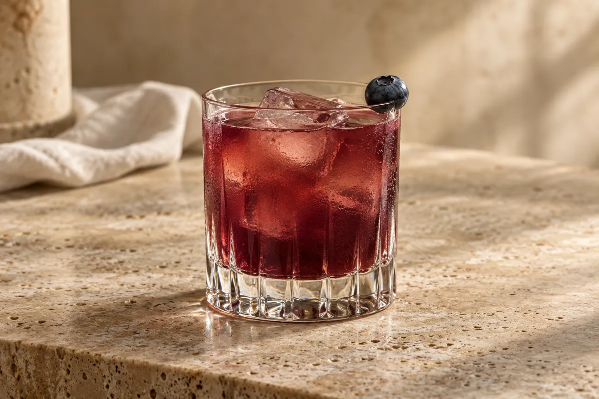 Blueberry Cognac Sour serving suggestion