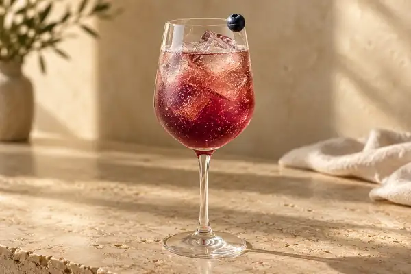 Blueberry Bourbon Spritz serving suggestion