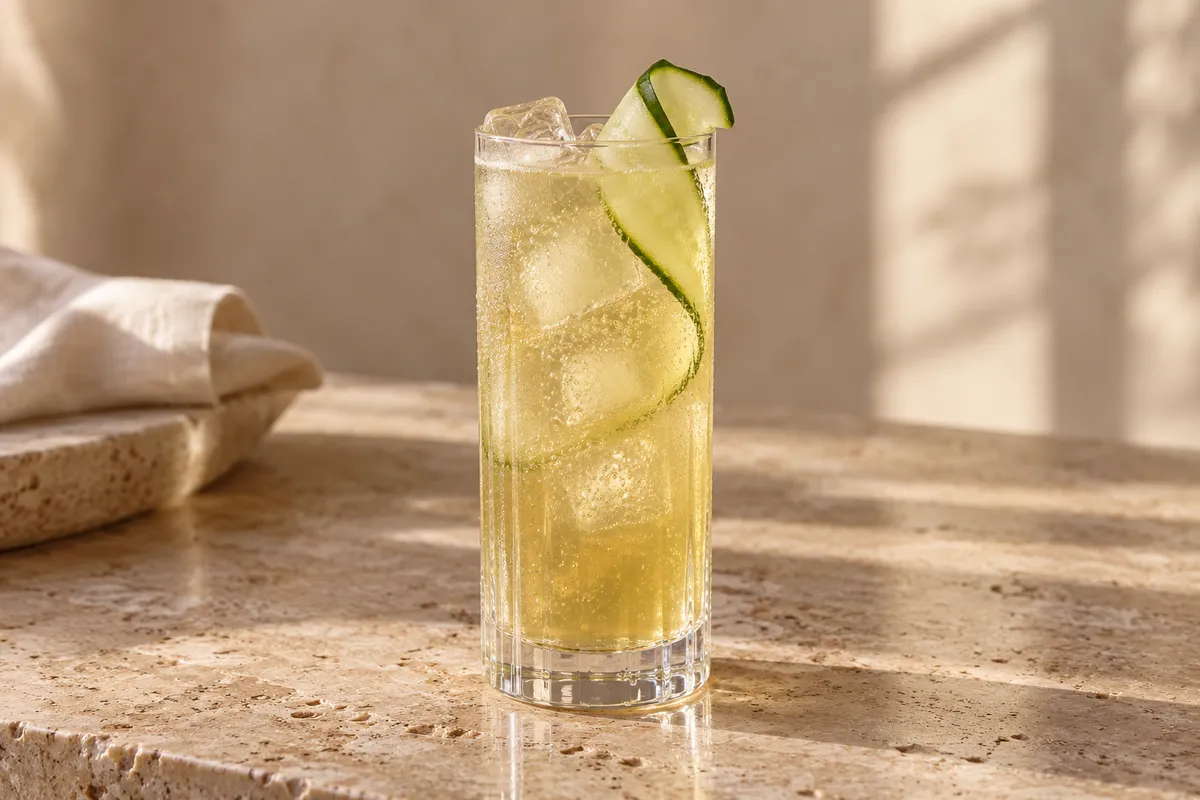 Cucumber Bourbon Buck serving suggestion