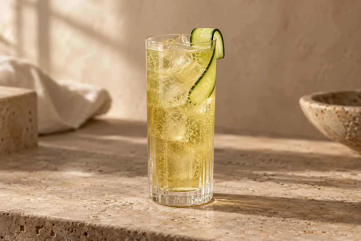 Cucumber Bourbon Collins serving suggestion