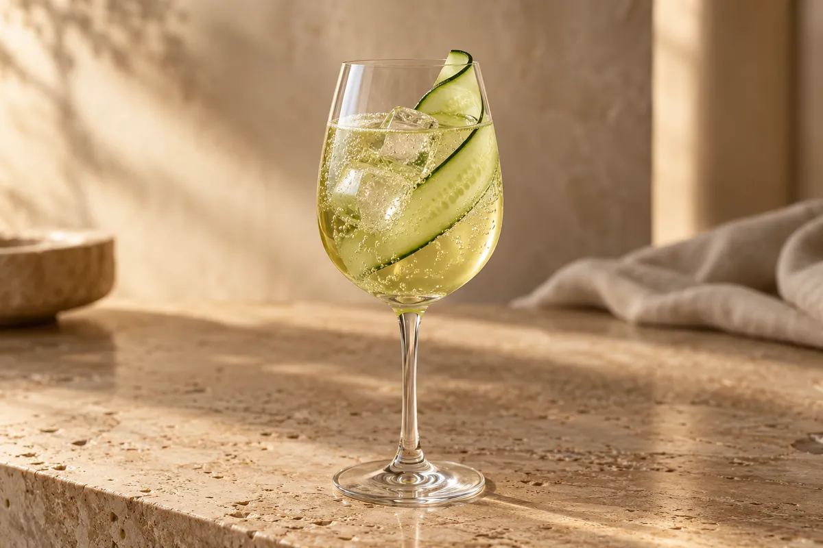 Cucumber Bourbon Spritz serving suggestion