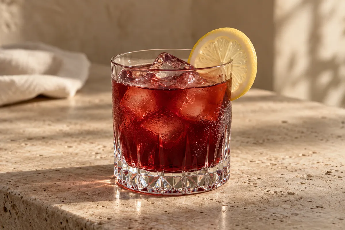 Hibiscus Cognac Smash serving suggestion