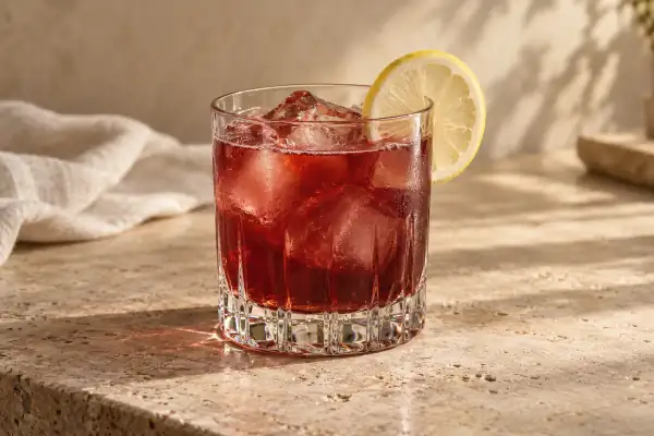 Hibiscus Cognac Sour serving suggestion