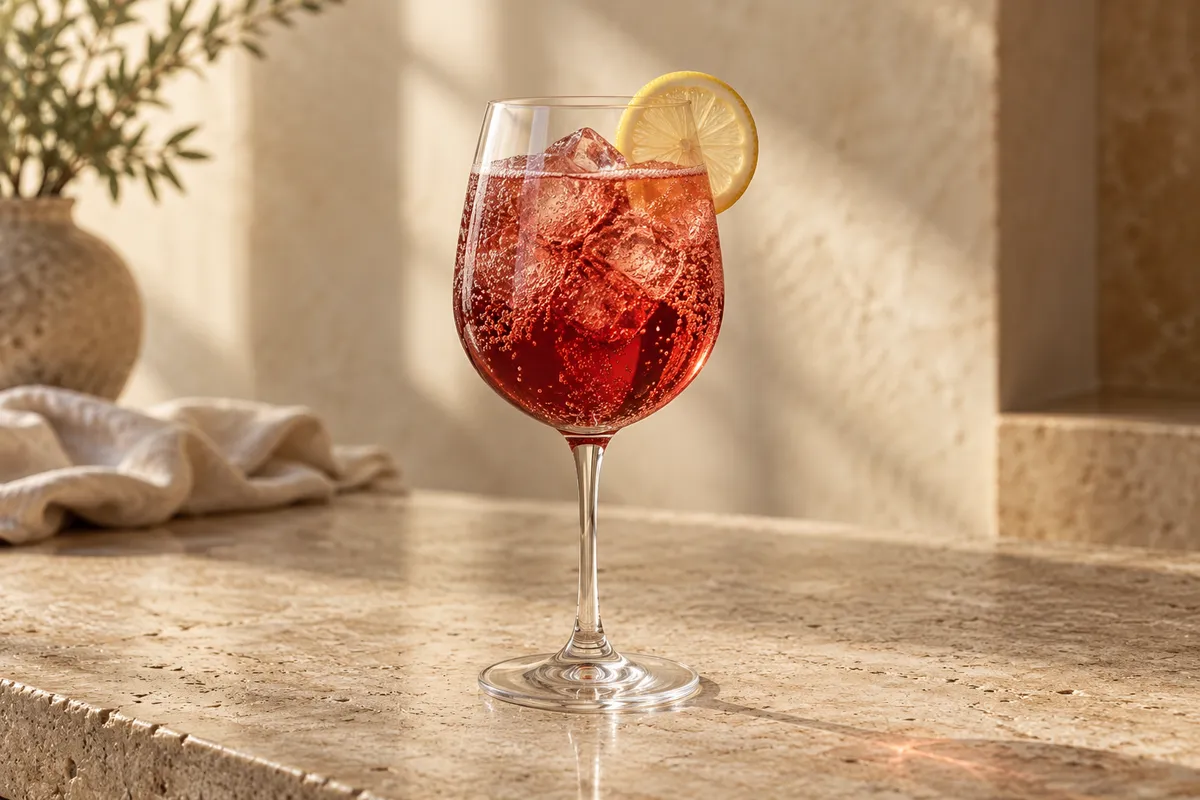 Hibiscus Cognac Spritz serving suggestion