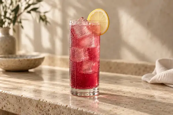 Hibiscus Gin Collins serving suggestion
