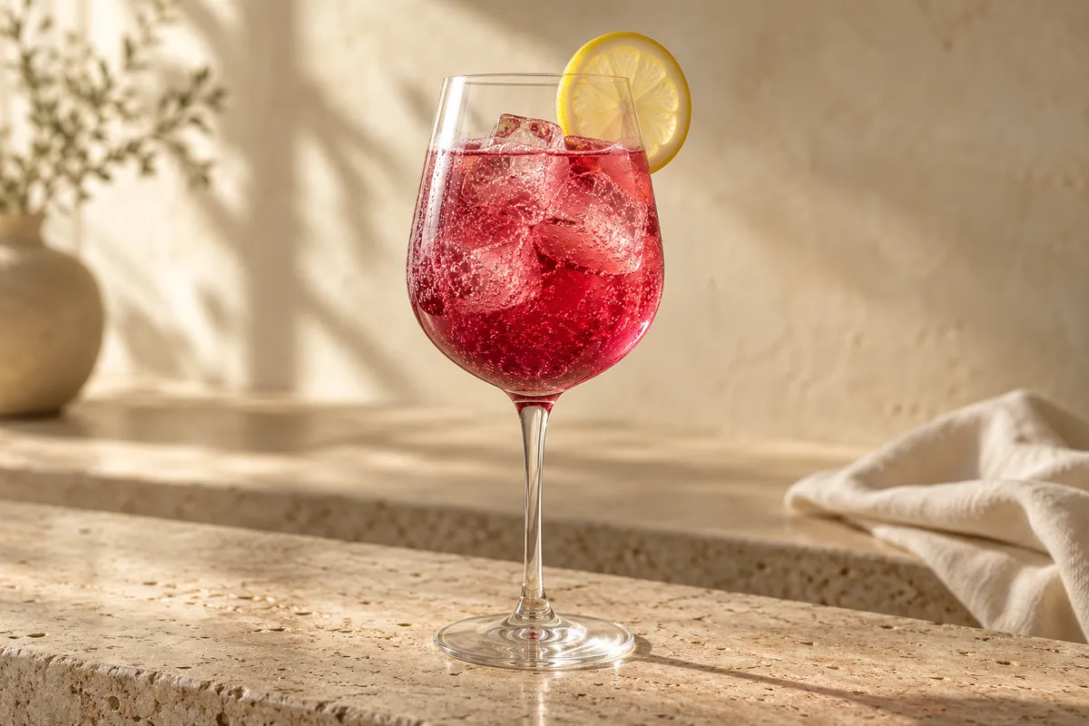 Hibiscus Rum Spritz serving suggestion