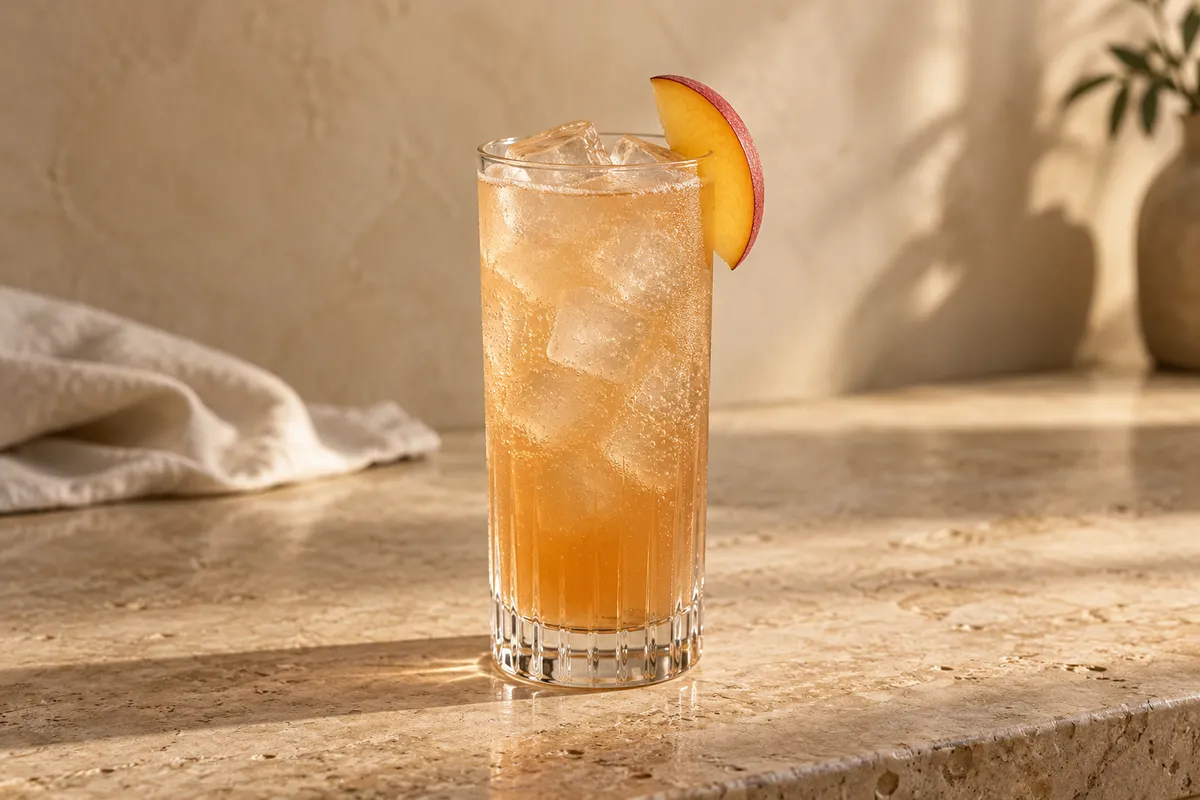 Peach Bourbon Buck serving suggestion