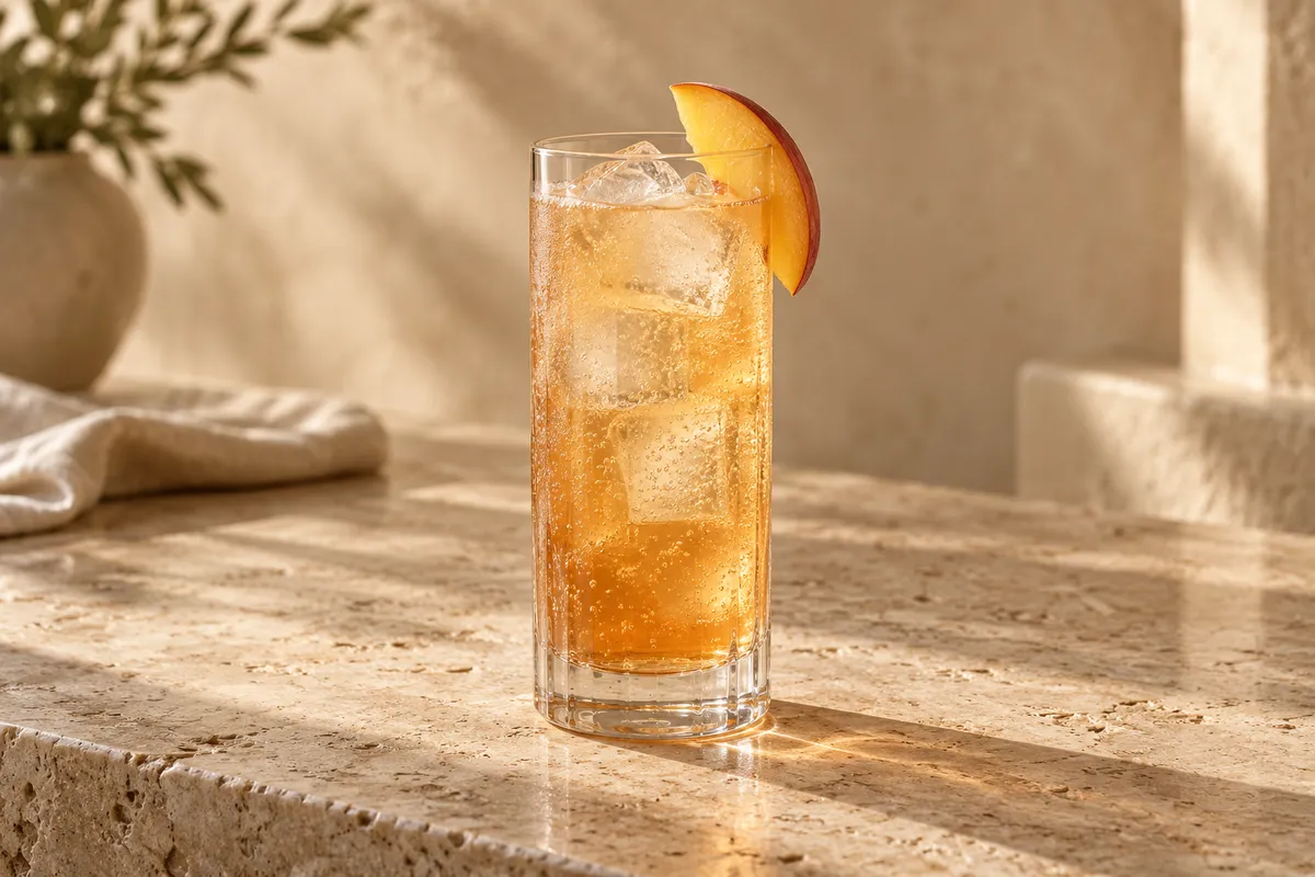 Peach Bourbon Collins serving suggestion