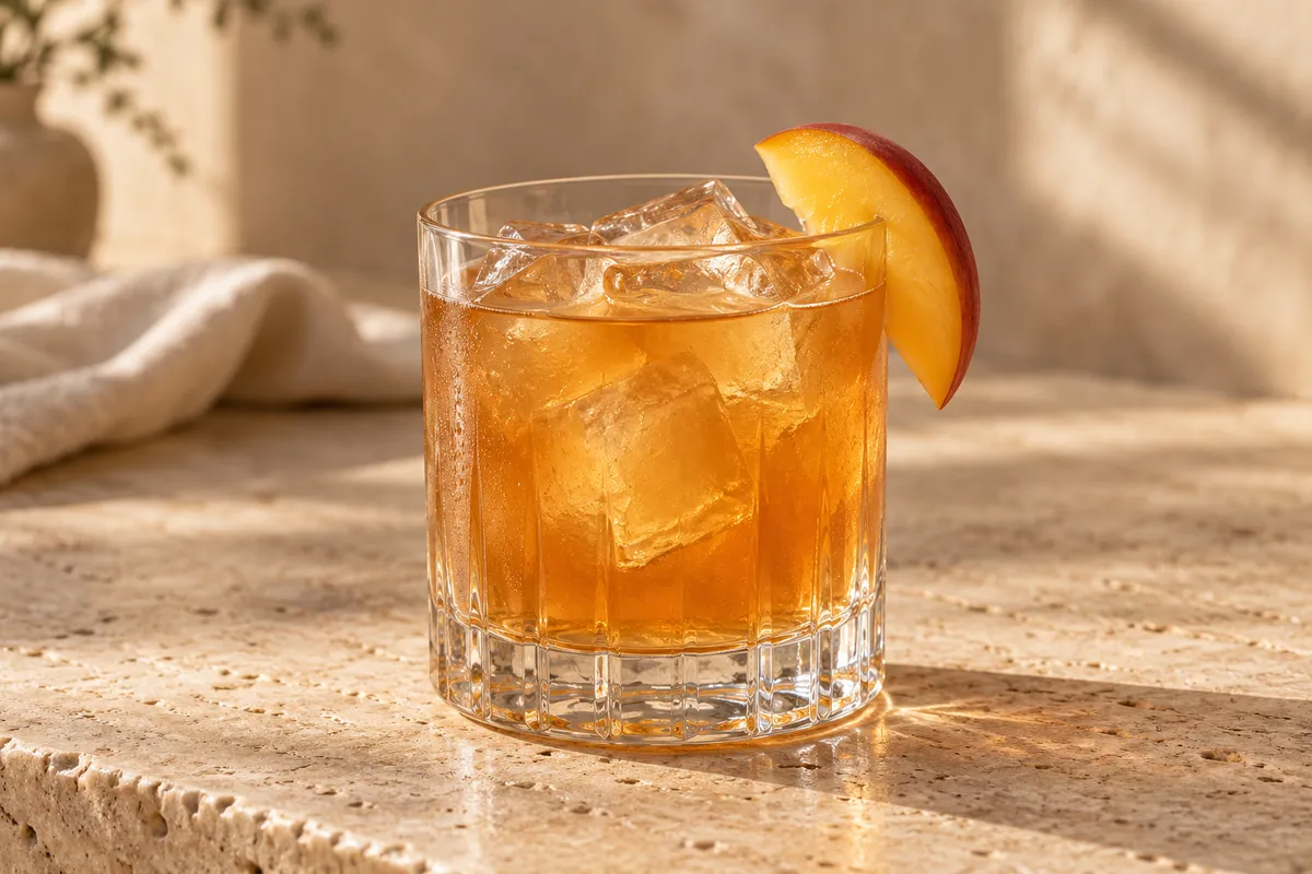 Peach Bourbon Smash serving suggestion