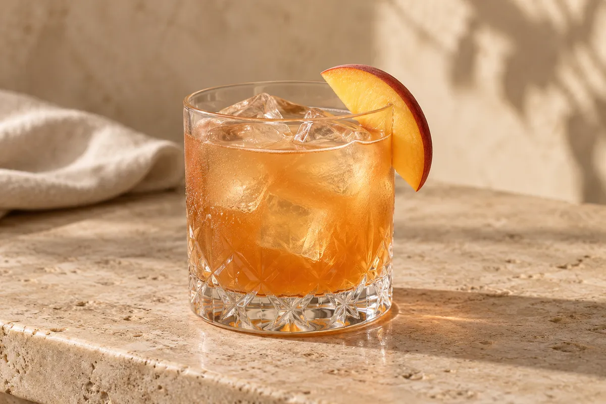 Peach Bourbon Sour serving suggestion