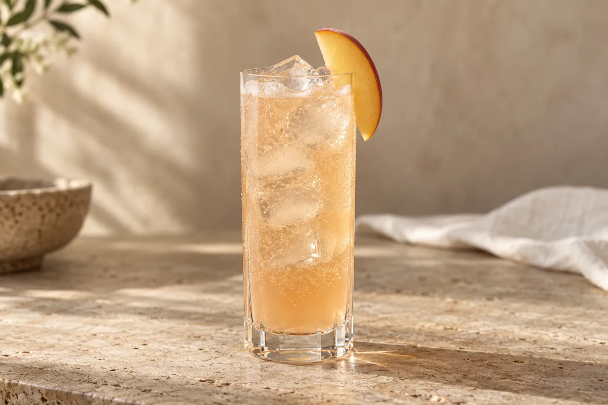 Peach Gin Collins serving suggestion