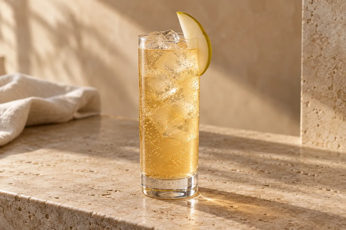 Pear Bourbon Collins serving suggestion