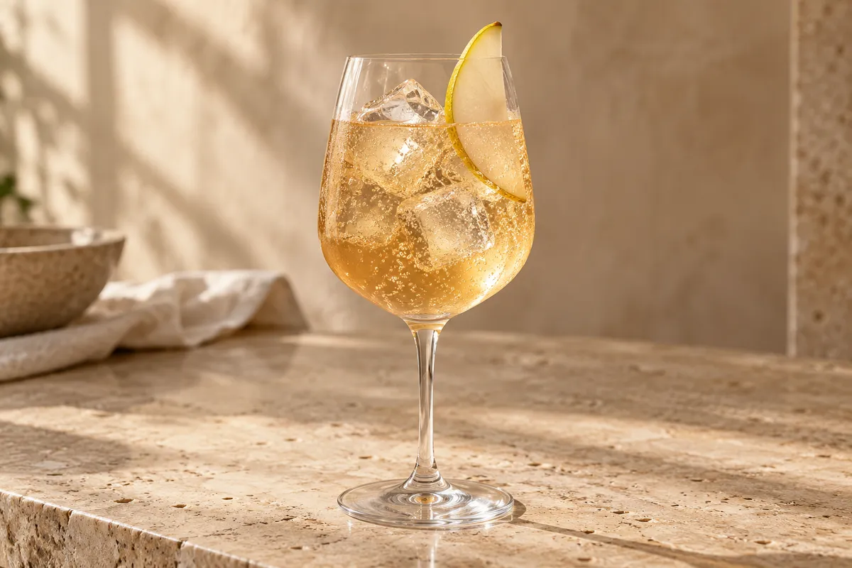 Pear Bourbon Spritz serving suggestion
