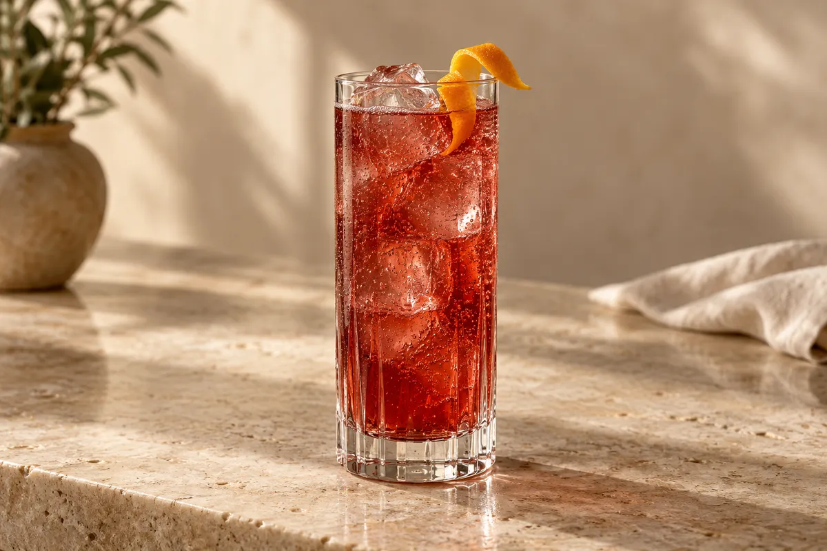 Pomegranate Bourbon Collins serving suggestion