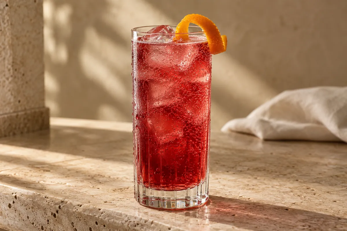 Pomegranate Gin Collins serving suggestion