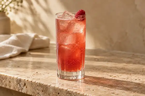 Raspberry Bourbon Buck serving suggestion
