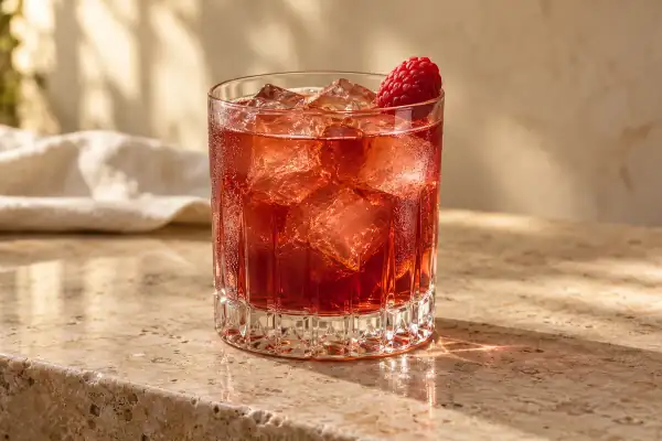 Raspberry Bourbon Smash serving suggestion