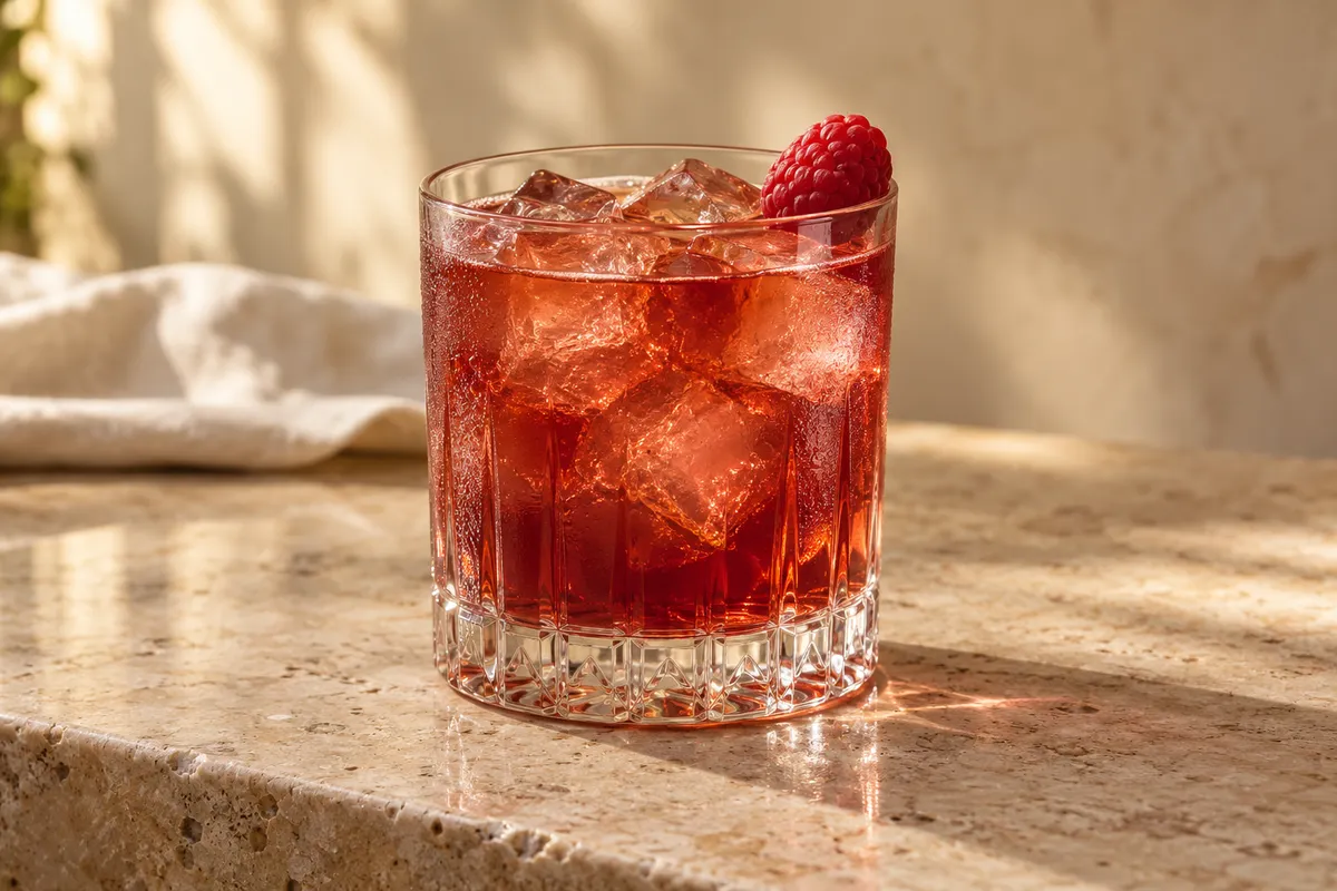 Raspberry Bourbon Smash serving suggestion