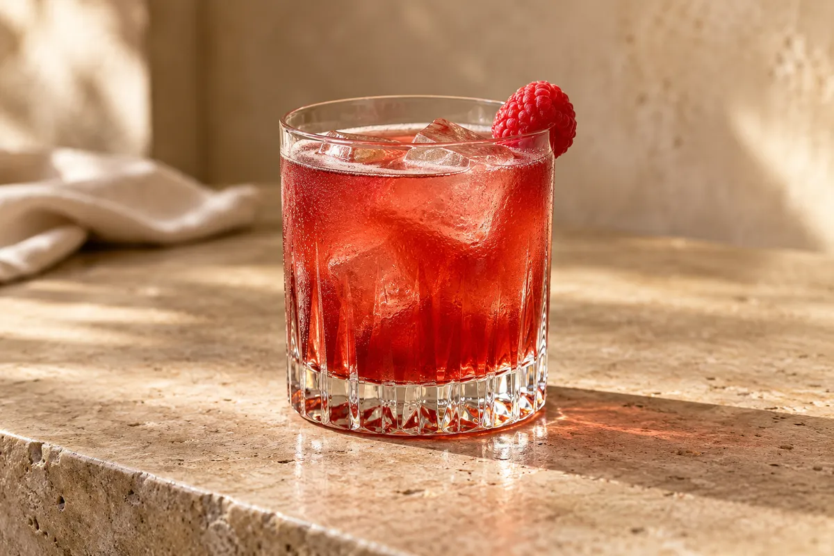 Raspberry Bourbon Sour serving suggestion