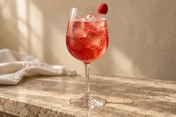Raspberry Bourbon Spritz serving suggestion