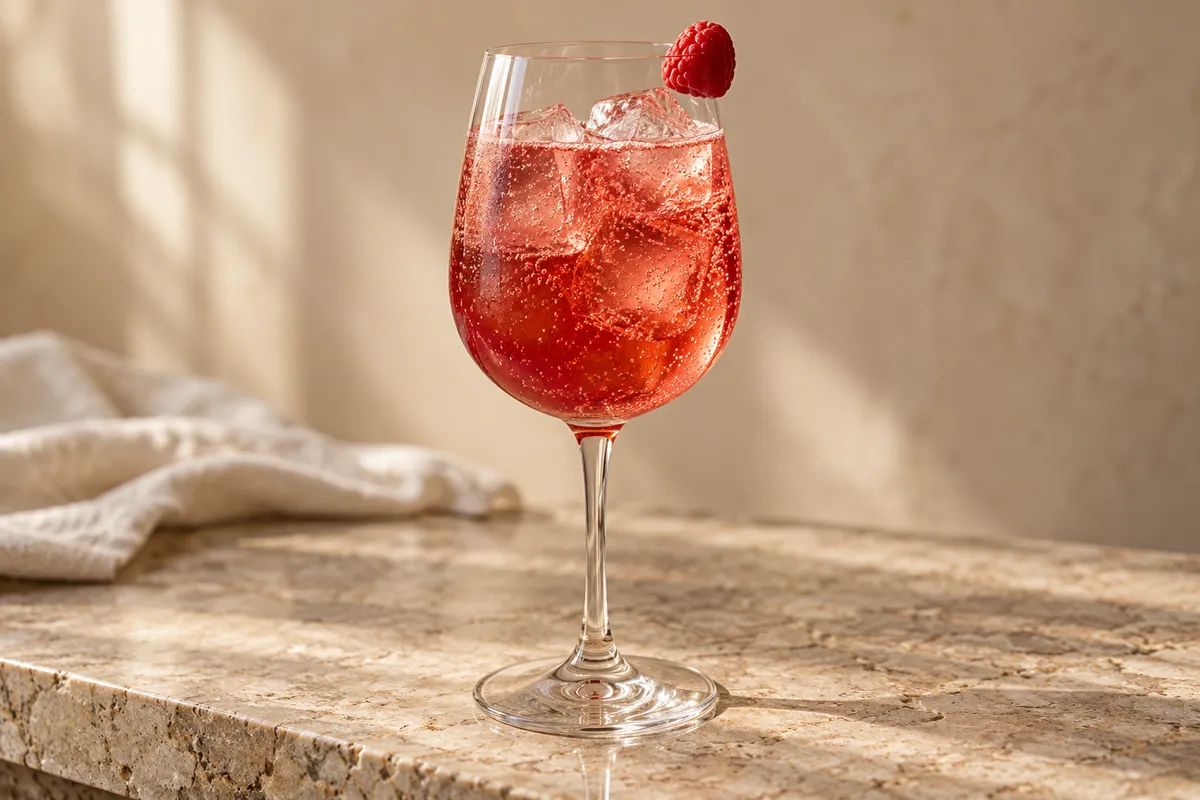 Raspberry Bourbon Spritz serving suggestion