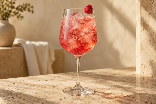 Raspberry Gin Spritz serving suggestion