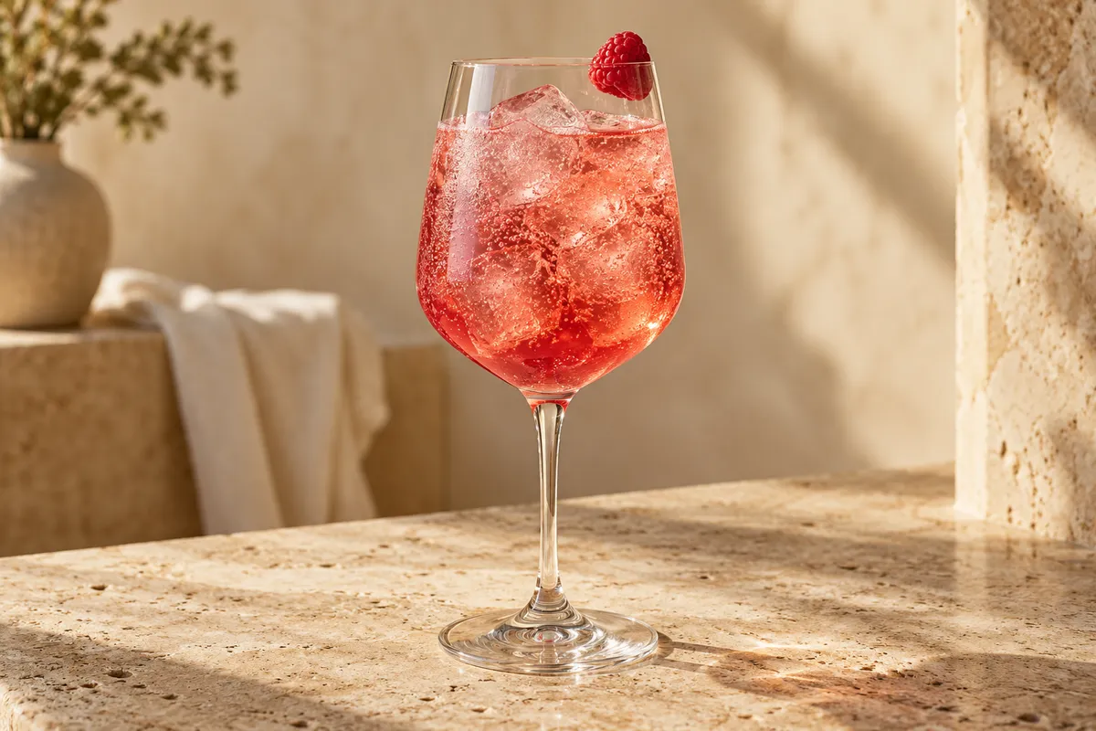 Raspberry Gin Spritz serving suggestion