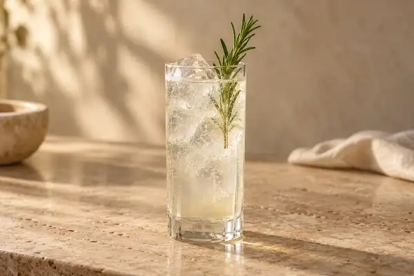 Rosemary Rum Collins serving suggestion