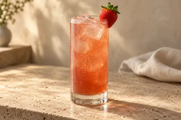 Strawberry Bourbon Buck serving suggestion