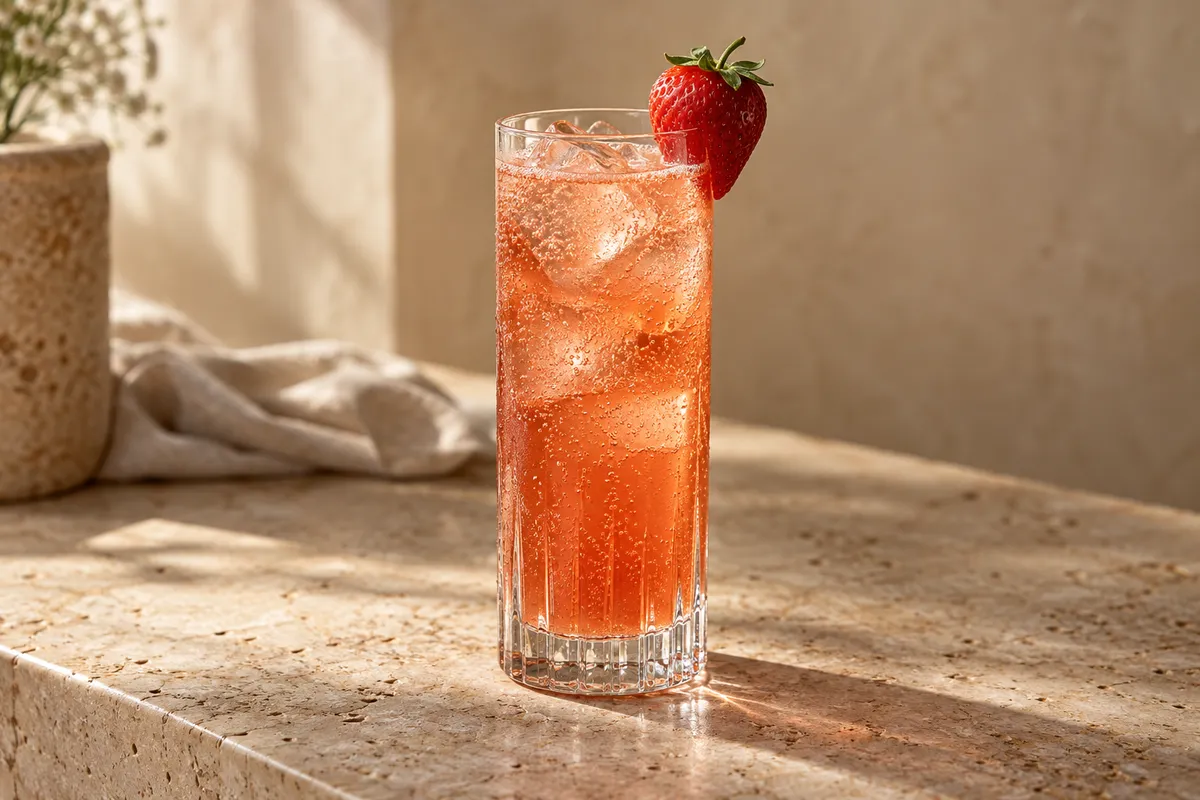 Strawberry Bourbon Collins serving suggestion