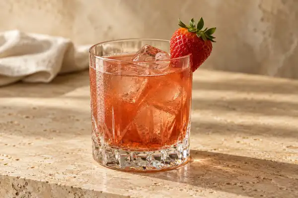 Strawberry Bourbon Smash serving suggestion