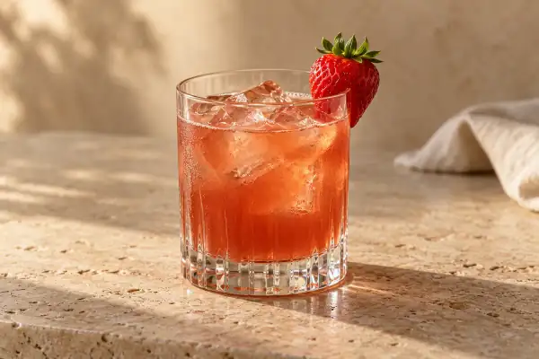 Strawberry Bourbon Sour serving suggestion