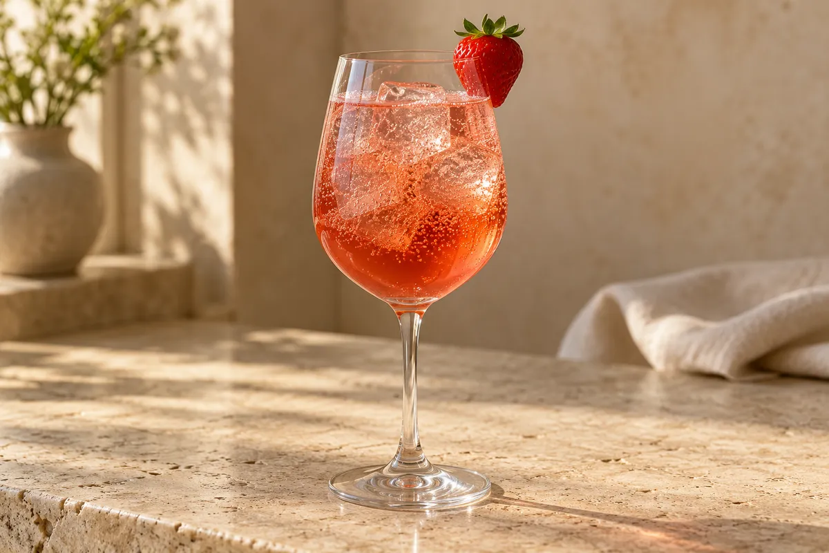 Strawberry Bourbon Spritz serving suggestion