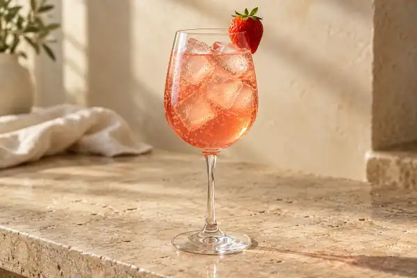 Strawberry Gin Spritz serving suggestion